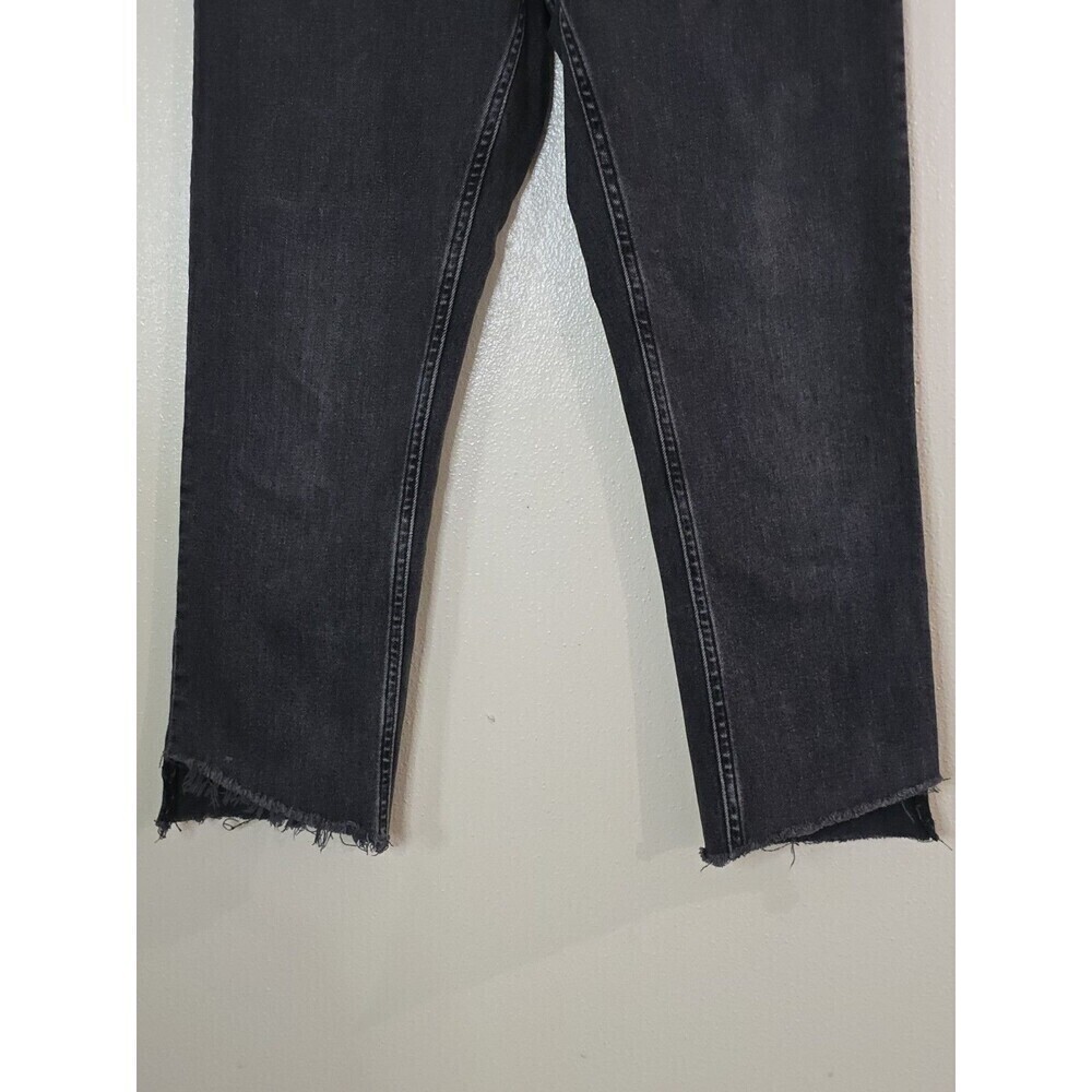 Everlane High Rise Straight Ankle Jeans Womens 27 Black Raw Hem Stretch Denim - Picture 5 of 12